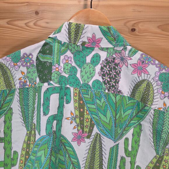Mr Turk Cactus AOP Desert Short Sleeve Button Shirt Men XL Organic Cotton - Picture 4 of 8